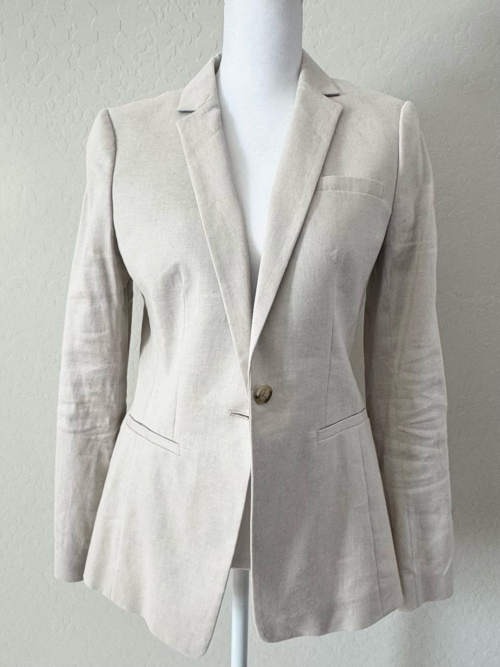 Banana Republic Cream Linen Long And Lean Blazer